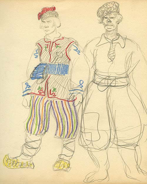 Sketch of Polish folk costumes thumb